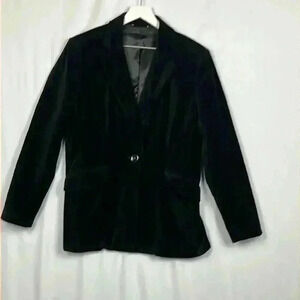 Unbranded Womens Velvet/Velour Blazer Black Long Sleeves 1 Button Close Elegant